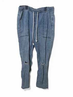 Light Wash Drawstring Denim Soft Pants